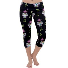 Skull Pattern Capri Yoga Leggings by Sparkle