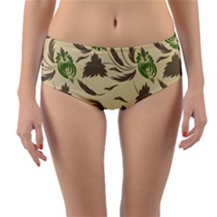 Folk Floral Pattern  Flowers Print  Reversible Mid-waist Bikini Bottoms by Eskimos