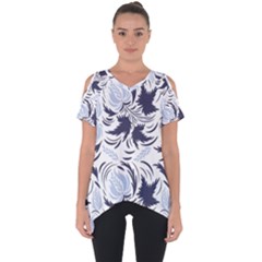 Folk Floral Pattern  Flowers Print  Cut Out Side Drop Tee by Eskimos