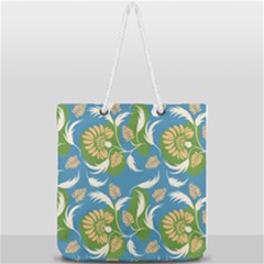 Folk Floral Pattern  Flowers Print  Full Print Rope Handle Tote (large) by Eskimos