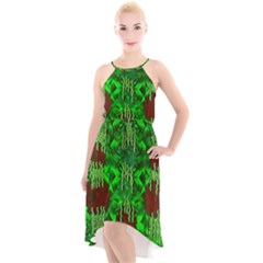 Forest Of Colors And Calm Flowers On Vines High-low Halter Chiffon Dress  by pepitasart