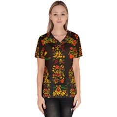 Hohloma Ornament Women s V-neck Scrub Top by goljakoff