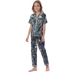 Abstract Texture Surface Print Kids  Satin Short Sleeve Pajamas Set by dflcprintsclothing