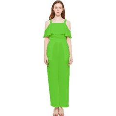 Bright Green Draped Sleeveless Chiffon Jumpsuit by FabChoice