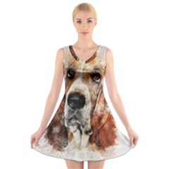 Dog Paint V-neck Sleeveless Dress by goljakoff