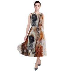 Dog Paint Round Neck Boho Dress by goljakoff