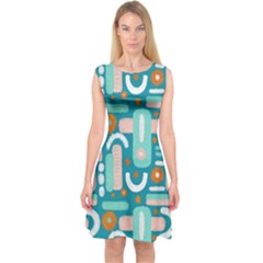 Abstract Shapes Capsleeve Midi Dress by SychEva