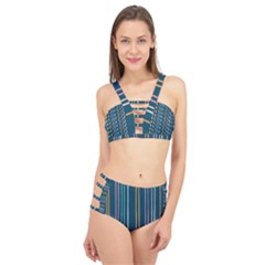 Multicolored Stripes On Blue Cage Up Bikini Set by SychEva