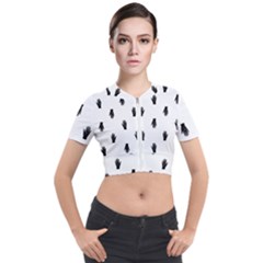 Vampire Hand Motif Graphic Print Pattern Short Sleeve Cropped Jacket by dflcprintsclothing