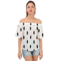 Vampire Hand Motif Graphic Print Pattern Off Shoulder Short Sleeve Top by dflcprintsclothing