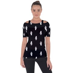 Vampire Hand Motif Graphic Print Pattern 2 Shoulder Cut Out Short Sleeve Top by dflcprintsclothing