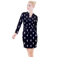 Vampire Hand Motif Graphic Print Pattern 2 Button Long Sleeve Dress by dflcprintsclothing