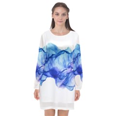 Blue Smoke Long Sleeve Chiffon Shift Dress  by goljakoff