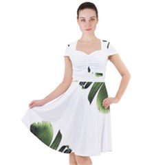 Green Banana Leaves Cap Sleeve Midi Dress by goljakoff