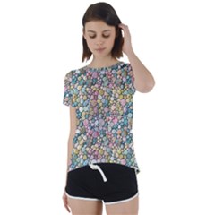 Multicolored Watercolor Stones Short Sleeve Foldover Tee by SychEva