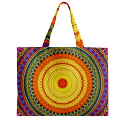 Neon Calliope Kaleidoscope Mandala Zipper Mini Tote Bag by CrypticFragmentsDesign