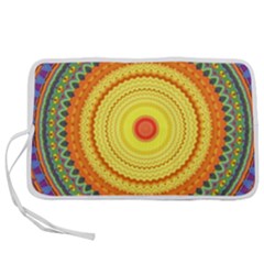 Neon Calliope Kaleidoscope Mandala Pen Storage Case (l) by CrypticFragmentsDesign