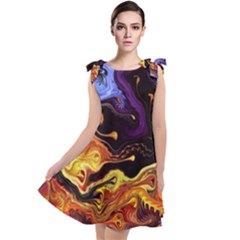 Nebula Starry Night Skies Abstract Art Tie Up Tunic Dress by CrypticFragmentsDesign