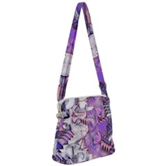 Blooming Lilacs Spring Garden Abstract Zipper Messenger Bag by CrypticFragmentsDesign