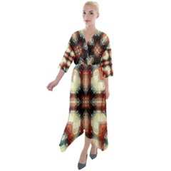 Royal Plaid  Quarter Sleeve Wrap Front Maxi Dress by LW41021