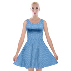 Blue Joy Velvet Skater Dress by LW41021