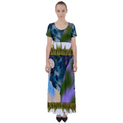 Jungle Lion High Waist Short Sleeve Maxi Dress by LW41021