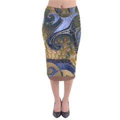 Sea Of Wonder Velvet Midi Pencil Skirt by LW41021