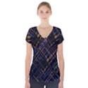 Criss-cross Pattern (multi-colored) Short Sleeve Front Detail Top View1