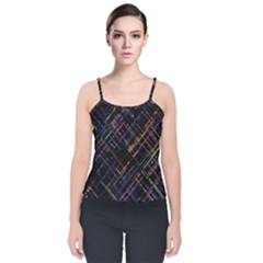 Criss-cross Pattern (multi-colored) Velvet Spaghetti Strap Top by LyleHatchDesign