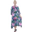 Pink Peonies Watercolor Quarter Sleeve Wrap Front Maxi Dress View2