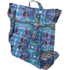 Blue On Turquoise Marbling Buckle Up Backpack by kaleidomarblingart