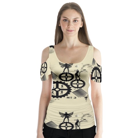 Angels Butterfly Sleeve Cutout Tee  by PollyParadise