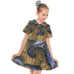 Ancient Seas Kids  Short Sleeve Shirt Dress by LW323