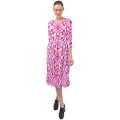 Pink Petals Ruffle End Midi Chiffon Dress by LW323