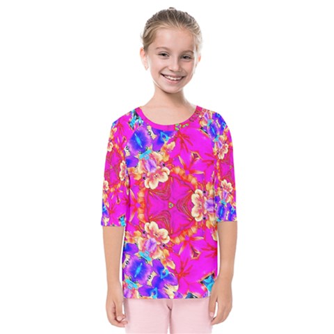 Pink Beauty Kids  Quarter Sleeve Raglan Tee by LW323