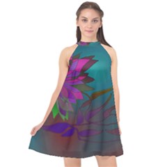 Evening Bloom Halter Neckline Chiffon Dress  by LW323