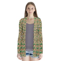 Florals In The Green Season In Perfect  Ornate Calm Harmony Drape Collar Cardigan by pepitasart