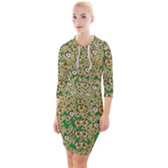 Florals In The Green Season In Perfect  Ornate Calm Harmony Quarter Sleeve Hood Bodycon Dress by pepitasart