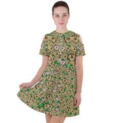 Florals In The Green Season In Perfect  Ornate Calm Harmony Short Sleeve Shoulder Cut Out Dress  by pepitasart