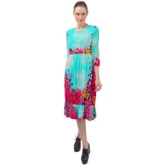 Flowers Ruffle End Midi Chiffon Dress by LW323