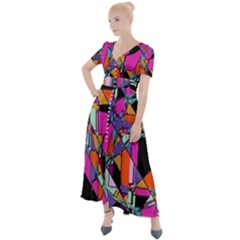 Abstract 2 Button Up Short Sleeve Maxi Dress by LW323