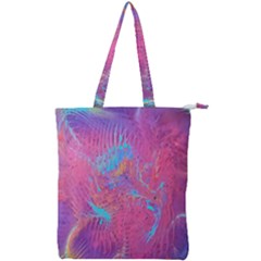 Magenta On Blue Feathers Double Zip Up Tote Bag by kaleidomarblingart