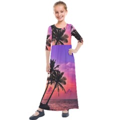 Ocean Paradise Kids  Quarter Sleeve Maxi Dress by LW323