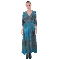 Feathery Blue Button Up Maxi Dress by LW323