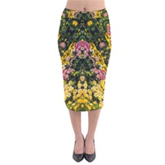 Springflowers Velvet Midi Pencil Skirt by LW323