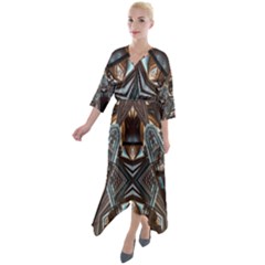 Holy2 Quarter Sleeve Wrap Front Maxi Dress by LW323