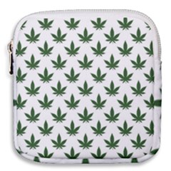 Weed At White, Ganja Leafs Pattern, 420 Hemp Regular Theme Mini Square Pouch by Casemiro