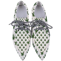 Weed At White, Ganja Leafs Pattern, 420 Hemp Regular Theme Pointed Oxford Shoes by Casemiro