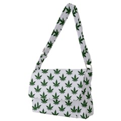 Weed At White, Ganja Leafs Pattern, 420 Hemp Regular Theme Full Print Messenger Bag (m) by Casemiro