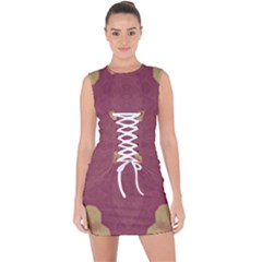 Misty Rose Lace Up Front Bodycon Dress by LW323